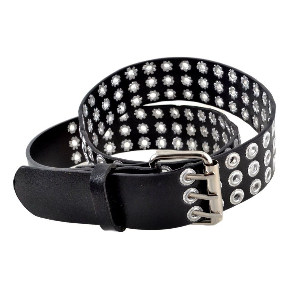 Black Pleather Punk Fashion Eyelet Belt